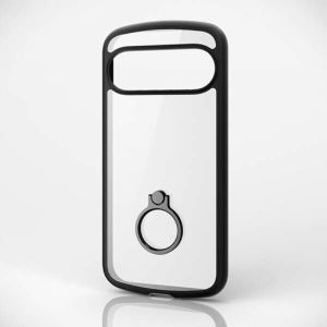 ELECOM Google Pixel 9 Google Pixel 9 Pro ハイブリッドケース TOUGH SLIM LITE フレームカラー 背面クリア リング付き ストラップシート付属 ブラック PM-P242TSLFCRBK