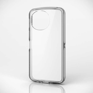 ELECOM AQUOS sense9(SH-53E) ハイブリッドケース TOUGH SLIM LITE キャンディフレームカラー 背面クリア ストラップシート付属 クリアブラック PM-S244TSLAFCBK