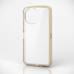 ELECOM AQUOS sense9(SH-53E) ハイブリッドケース TOUGH SLIM LITE キャンディフレームカラー 背面クリア ストラップシート付属 クリアグレージュ PM-S244TSLAFCGB