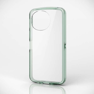 ELECOM AQUOS sense9(SH-53E) ハイブリッドケース TOUGH SLIM LITE キャンディフレームカラー 背面クリア ストラップシート付属 クリアグリーン PM-S244TSLAFCGN