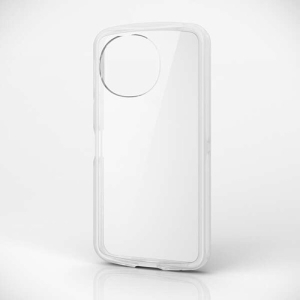 ELECOM AQUOS sense9(SH-53E) ハイブリッドケース TOUGH SLIM LITE キャンディフレームカラー 背面クリア ストラップシート付属 クリアホワイト PM-S244TSLAFCWH