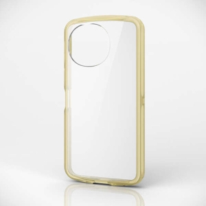 ELECOM AQUOS sense9(SH-53E) ハイブリッドケース TOUGH SLIM LITE キャンディフレームカラー 背面クリア ストラップシート付属 クリアイエロー PM-S244TSLAFCYL