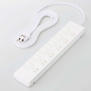 ELECOM イージーリリースタップ 雷サージ付 ホコリシャッター付 6個口 スイングプラグ 1.0m ホワイト T-KF07M-2630WH