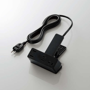ELECOM USBクリップタップ 雷サージ付 ホコリシャッター付 3個口 スイングプラグ USBA×2 2.4A 2.5m ブラック USBクリップタップ 雷サージ付 ホコリシャッター付 3個口 スイングプラグ USBA×2 2.4A 2.5m ブラック T-U05-3225BK