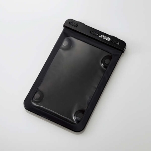 ELECOM タブレット防水ケース IPX8 お風呂 壁付け吸盤付 7〜8.3inch ブラック TB-WPSB08BK