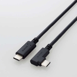 ELECOM USB2.0ケーブル C-Cタイプ 認証品 PD対応対応 L字コネクタ やわらか 2.0m ブラック U2C-CCLY20NBK
