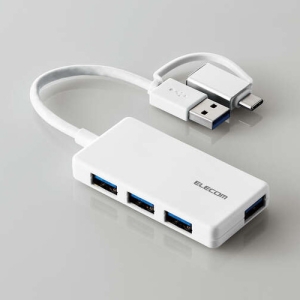 ELECOM USBHUB USB5Gbps Type-C変換アダプタ付き コンパクト バスパワー 4ポート ホワイト USBHUB USB5Gbps Type-C変換アダプタ付き コンパクト バスパワー 4ポート ホワイト U3H-CA4004BWH