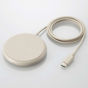 ELECOM Qi規格対応ワイヤレス充電器 5W 卓上 ケーブル一体 1m ベージュ W-QA25BE
