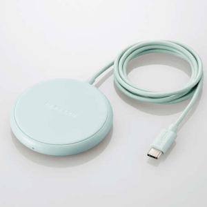 ELECOM Qi規格対応ワイヤレス充電器 5W 卓上 ケーブル一体 1m グリーン W-QA25GN