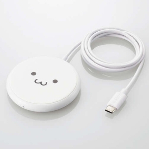 ELECOM Qi規格対応ワイヤレス充電器 5W 卓上 ケーブル一体 1m しろちゃん W-QA25WF