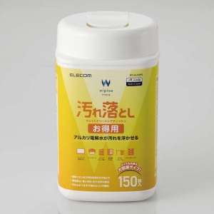 ELECOM ウェットティッシュ 汚れ落とし お得用 ボトル 150枚 ウェットティッシュ 汚れ落とし お得用 ボトル 150枚 WC-AL150N2