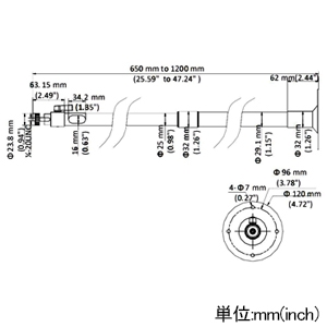 HIKVISION(ハイクビジョン) カメラ用天吊り金具 長さ範囲650〜1200mm 最大耐荷重2kg カメラ用天吊り金具 長さ範囲650〜1200mm 最大耐荷重2kg DS-1297ZJ-M 画像2