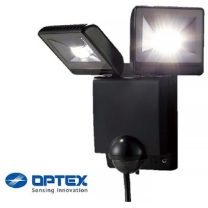 OPTEX LEDセンサーライト ON/OFFタイプ ブラック 2灯型 昼光色 5700K 1500lm 防水IP45 LA-24(BL)