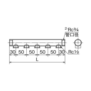 オンダ製作所 SFH型 ヘッダー Rc3/4×Rc1/2 分岐数3 SFH型 ヘッダー Rc3/4×Rc1/2 分岐数3 SFH-2003 画像2
