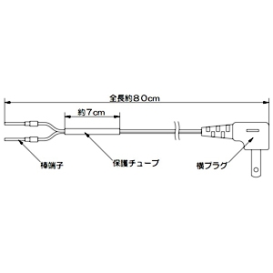 高須産業 電源コードプラグ パイプ用ファン部材 全長80cm 棒端子付 電源コードプラグ パイプ用ファン部材 全長80cm 棒端子付 PF-YP-08 画像2