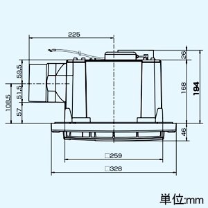 高須産業 浴室用循環型天井換気扇 サイクルファン 24時間換気対応 強弱風量切替 循環・排気式 パイプ径φ100mm 開口寸法260〜280mm角 電源コード1m付 浴室用循環型天井換気扇 サイクルファン 24時間換気対応 強弱風量切替 循環・排気式 パイプ径φ100mm 開口寸法260〜280mm角 電源コード1m付 TK-265AT 画像2