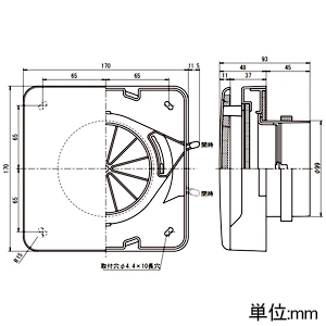 高須産業 角形自然給気レジスター フラットパネルタイプ 手動シャッター式 適合パイプφ100mm 空気清浄フィルター付 ホワイト 角形自然給気レジスター フラットパネルタイプ 手動シャッター式 適合パイプφ100mm 空気清浄フィルター付 ホワイト TSK-100KR 画像2