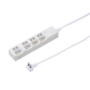 ヤザワ 雷ガード付4個口節電タップ1mホワイト H4BKS441WH