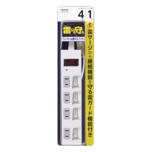 ヤザワ 個別集中スイッチ付節電タップ4個口1m白 個別集中スイッチ付節電タップ4個口1m白 Y02BKS451WH 画像2