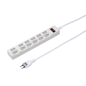 ヤザワ 個別集中スイッチ付節電タップ6個口3m白 Y02BKS673WH