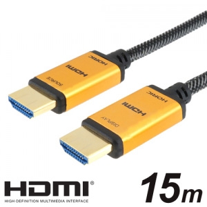 電材堂 光ファイバー HDMIケーブル 15m メッシュタイプ ゴールド HH150-536GMDNZ