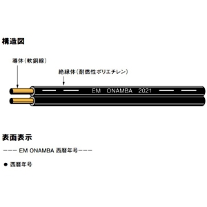 オーナンバ 耐燃性ポリエチレン絶縁屋内用平形通信電線 0.8×2平行 200m巻 黒 耐燃性ポリエチレン絶縁屋内用平形通信電線 0.8×2平行 200m巻 黒 EM-TIEF0.8×2×100m 画像2
