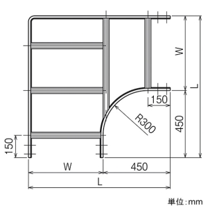 ネグロス電工 外直角L形分岐ラック QRタイプ BLC方式 幅1200mm 標準塗装仕様 外直角L形分岐ラック QRタイプ BLC方式 幅1200mm 標準塗装仕様 QRLA120G 画像2