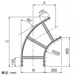 ネグロス電工 【受注生産品】水平ベンドラック QRタイプ 角度60° BLC方式 幅1000mm 溶融亜鉛めっき仕上げ 【受注生産品】水平ベンドラック QRタイプ 角度60° BLC方式 幅1000mm 溶融亜鉛めっき仕上げ Z-QRA1060 画像2