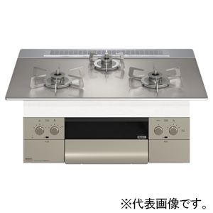 ノーリツ ビルトインコンロ ≪Orche〜オルシェ〜 FLAT≫ シルバーミラーガラストップ 75cmタイプ 無水両面焼タイプ LPガス用 レンジフード連動機能付 N3WU4PWASKSTESC-LPG