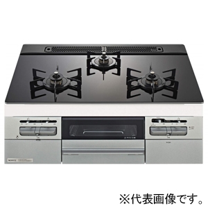 ノーリツ ビルトインコンロ ≪Fami〜ファミ〜≫ シンプルタイプ 3口コンロタイプ ブラックガラストップ 60cmタイプ 無水両面焼タイプ LP用 N3WV6G-LPG