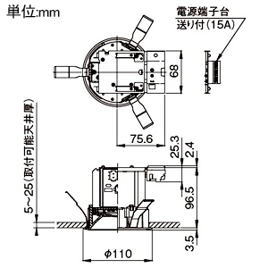 ホタルクス LED一体型ダウンライト 分離型 クラス60 FHT16形/白熱電球60形相当 昼白色 固定出力タイプ 埋込穴φ100 LED一体型ダウンライト 分離型 クラス60 FHT16形/白熱電球60形相当 昼白色 固定出力タイプ 埋込穴φ100 MRB06029W1/N-8 画像2