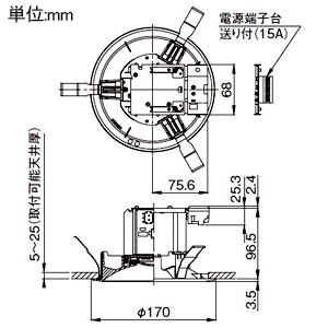 ホタルクス LED一体型ダウンライト 分離型 クラス100 FHT24形相当 電球色 固定出力タイプ 埋込穴φ150 LED一体型ダウンライト 分離型 クラス100 FHT24形相当 電球色 固定出力タイプ 埋込穴φ150 MRB10029W3/L-8 画像2