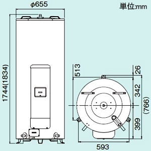 四変テック ユノエース でんき温水器 給湯専用 マイコンタイプ 標準圧力型 丸型 タンク容量370L 3〜4人家族用 屋内・屋外兼用タイプ リモコン別売 ユノエース でんき温水器 給湯専用 マイコンタイプ 標準圧力型 丸型 タンク容量370L 3〜4人家族用 屋内・屋外兼用タイプ リモコン別売 SN4-3718ML 画像2
