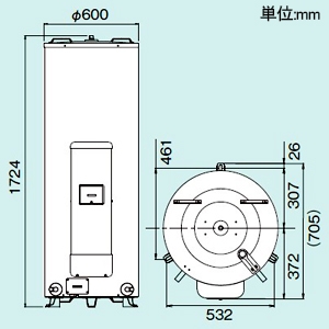 四変テック ユノエース でんき温水器 給湯専用 マイコンタイプ 標準圧力型 丸型 タンク容量300L 1〜2人家族用 屋内・屋外兼用タイプ リモコン別売 ユノエース でんき温水器 給湯専用 マイコンタイプ 標準圧力型 丸型 タンク容量300L 1〜2人家族用 屋内・屋外兼用タイプ リモコン別売 SN3-3018ML 画像2