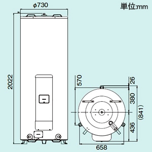 四変テック 【受注生産品】ユノエース でんき温水器 給湯専用 マイコンタイプ 標準圧力型 丸型 高所設置型 タンク容量560L 6〜8人家族用 屋内・屋外兼用タイプ リモコン別売 【受注生産品】ユノエース でんき温水器 給湯専用 マイコンタイプ 標準圧力型 丸型 高所設置型 タンク容量560L 6〜8人家族用 屋内・屋外兼用タイプ リモコン別売 SN6-5616MLS 画像2