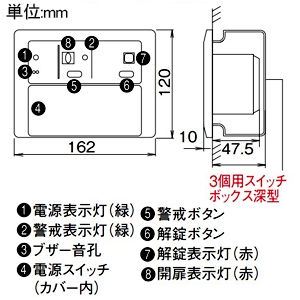アイホン 電気錠コントローラー ≪5安心(ごあんしん)≫ 省線自動設定型 埋込型 JIS3個用スイッチボックス深型 操作ボタン表示灯付 ELW-A2J・ELW-C付属 電気錠コントローラー ≪5安心(ごあんしん)≫ 省線自動設定型 埋込型 JIS3個用スイッチボックス深型 操作ボタン表示灯付 ELW-A2J・ELW-C付属 EL-PJP-EA 画像2