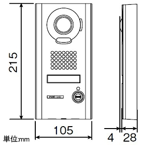 アイホン カメラ付玄関子機 Vi-nurseシステム専用 防雨形 1/4型カラーカメラ 壁取付型 カメラ付玄関子機 Vi-nurseシステム専用 防雨形 1/4型カラーカメラ 壁取付型 NL-DV 画像2