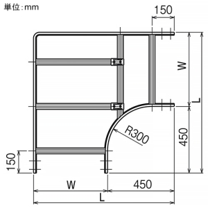 ネグロス電工 【受注生産品】外直角L形分岐ラック QRタイプ BLC方式 組立式 幅700mm 標準塗装仕様 【受注生産品】外直角L形分岐ラック QRタイプ BLC方式 組立式 幅700mm 標準塗装仕様 QRKLA70 画像2