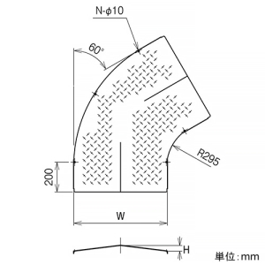 ネグロス電工 【受注生産品】水平ベンド屋根形カバー ノンスリップタイプ 角度60° 適合ラック幅500mm 【受注生産品】水平ベンド屋根形カバー ノンスリップタイプ 角度60° 適合ラック幅500mm SD-CVA560NSY 画像2