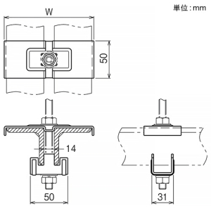 ネグロス電工 【受注生産品】吊り金具 ダブルアングル用 幅170mm 電気亜鉛めっき仕様 【受注生産品】吊り金具 ダブルアングル用 幅170mm 電気亜鉛めっき仕様 AGW75S 画像2