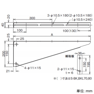 ネグロス電工 ブラケット 適合ラック幅500mm 補強板付 ステンレス製 ブラケット 適合ラック幅500mm 補強板付 ステンレス製 S-BKL50 画像2
