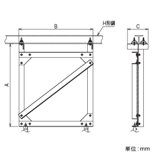 ネグロス電工 【受注生産品】ケーブルラック制振システム用架台 H形鋼用 500×1495mm 適合フランジ幅300mm 【受注生産品】ケーブルラック制振システム用架台 H形鋼用 500×1495mm 適合フランジ幅300mm ZBDSH30120-500 画像2