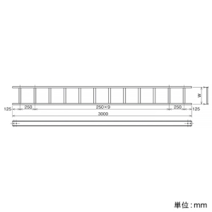 ネグロス電工 直線ラック ARタイプ 親桁高さ5cm ラック幅100mm 定尺3m 直線ラック ARタイプ 親桁高さ5cm ラック幅100mm 定尺3m 5AR10 画像2