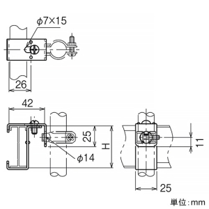 ネグロス電工 親桁用管支持金具 垂直配管用 ARタイプ 適合ラック7AR 親桁用管支持金具 垂直配管用 ARタイプ 適合ラック7AR 7ARPV1 画像2