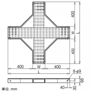 ネグロス電工 【受注生産品】X形分岐ラック PRタイプ 穴あきタイプ 幅300mm 【受注生産品】X形分岐ラック PRタイプ 穴あきタイプ 幅300mm PRX30A 画像2