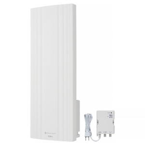 サン電子 地デジ用UHF平面アンテナ ブースタ内蔵型 20素子 水平偏波用 ホワイト WG20B-W-EC