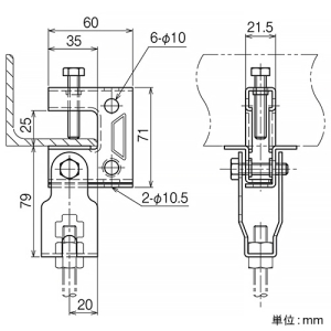 ネグロス電工 一般形鋼・リップみぞ形鋼用吊りボルト支持金具 一方向 W3/8・M10用 電気亜鉛めっき仕様 一般形鋼・リップみぞ形鋼用吊りボルト支持金具 一方向 W3/8・M10用 電気亜鉛めっき仕様 HB1-W3-K 画像2