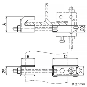ネグロス電工 HB□U吊り金具用補強金具 H形鋼用 垂直吊り フランジ厚15〜28mm用 溶融亜鉛めっき仕上仕様 HB□U吊り金具用補強金具 H形鋼用 垂直吊り フランジ厚15〜28mm用 溶融亜鉛めっき仕上仕様 Z-HBURHZF 画像2