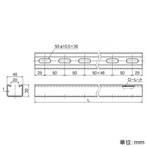 ネグロス電工 チャンネル 《ワールドダクター&reg;》 穴あきタイプ D1タイプ 定尺2.5m 溶融亜鉛めっき鋼板製 チャンネル 《ワールドダクター&reg;》 穴あきタイプ D1タイプ 定尺2.5m 溶融亜鉛めっき鋼板製 D1R 画像2