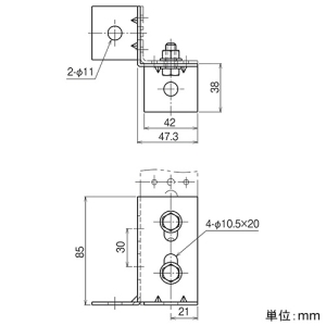 ネグロス電工 長穴付きアングル用ベース金具 《RVラック&reg;》 Z-R45A300用 溶融亜鉛めっき仕上 長穴付きアングル用ベース金具 《RVラック&reg;》 Z-R45A300用 溶融亜鉛めっき仕上 Z-R45A1B 画像2
